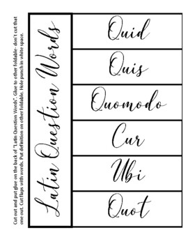 Preview of Latin Question Word Foldables