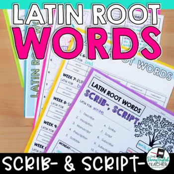 Preview of Latin Root Word Vocabulary (Scrib- & Script-) - digital & print vocabulary unit