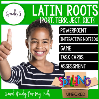 Preview of Latin Roots (JECT, PORT, DICT, TERR) Spelling Word Work Unit
