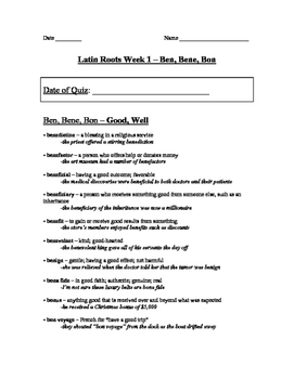 Preview of Latin Roots Packets - Set of 20
