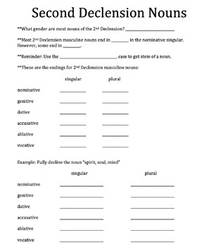 Preview of Latin - Second Declension Masculine Nouns - Notes and Practice