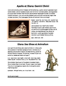 Preview of Latin Story: Apollo and Diana (Latin I, Imperfect Tense)