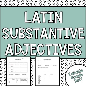 Preview of Latin Substantive Adjectives: Notes, WS, Quiz