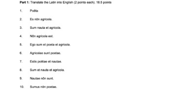 Preview of Latin Test 1 (Lessons 1-22)