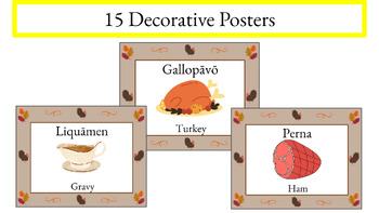 Preview of Latin Thanksgiving Vocab Posters - Fancy Border