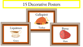 Preview of Latin Thanksgiving Vocab Posters - Simple Border
