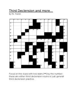 Preview of Latin Third Declension Crossword