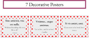 Preview of Latin Valentines Day Love Quotes Posters - Classroom Decor