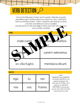 Preview of Latin Verb Detective Class activity language game