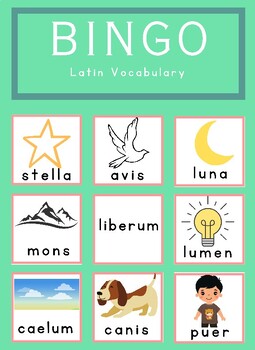 Preview of Latin Language Vocabulary Bingo Game! 8 Cards for Small Group / Centers