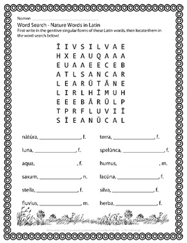 Plante stole At blokere Latin Vocabulary Puzzles - Review of Nature Words for First Year Latin  Students