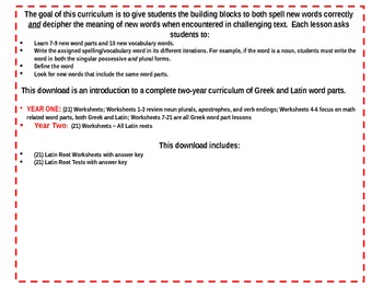 Preview of Latin Word Parts Unit - Worksheets and Tests