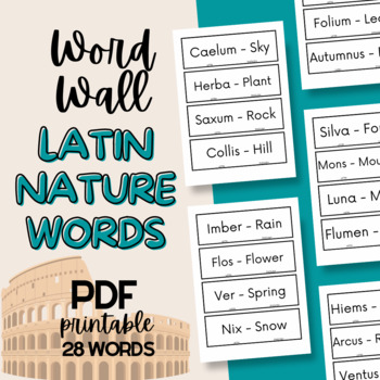Preview of Latin Word Wall / Nature Theme / 28 Words