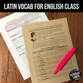 Preview of Latin Words & Phrases: 2-Day Vocab Lesson & Quiz for English Classes (w/ Google)