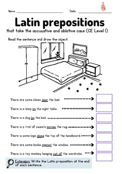 Preview of Latin Worksheet Preposition CE Level 1