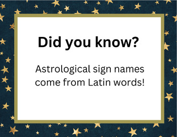 Preview of Latin and Astrology (Zodiac Signs) - Latin Connections