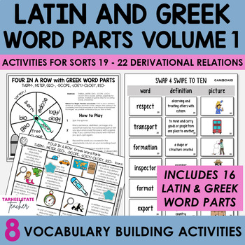 Preview of Latin and Greek Roots Affixes Word Parts 1 Words Their Way Activities Bundle