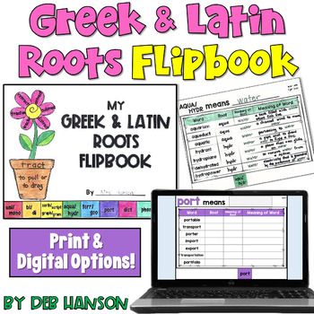Preview of Latin and Greek Roots Flipbook: Includes an editable template!