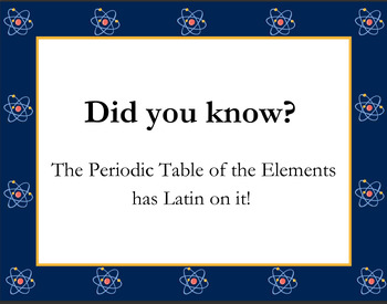 Preview of Latin and the Periodic Table - Latin Connections