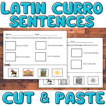 Preview of Latin (curro -I run) Sentence Matching Worksheets | Cut & Paste! With Answer Key