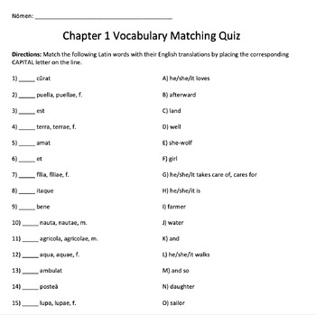 Matching Quiz 1 Worksheet - WordMint