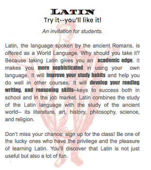 Preview of Latin - try it you'll like it! Promotional Flyer