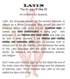 Latin - try it you'll like it! Promotional Flyer