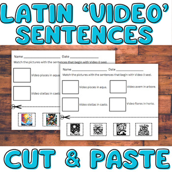 Preview of Latin (Video -I see) Sentence Matching Worksheets | Cut & Paste! With Answer Key