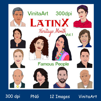 Preview of Hispanic heritage month,  Latinx clipart, Latin clipart, Portraits