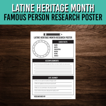 Preview of Latine Heritage Month Activity | Famous Person Research Poster