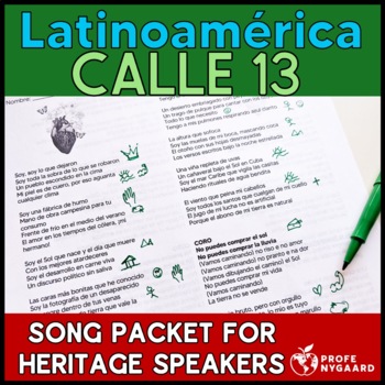 Preview of Latinoamérica by Calle 13 Song Annotation Packet for Heritage Speakers