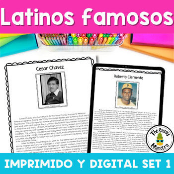Preview of Famous Latinos Spanish Reading Comprehension Passages Set 1 Print & Digital