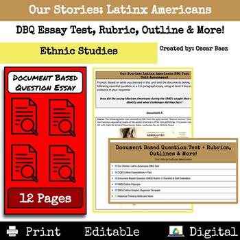 Preview of Latinx Americans Document Based Question Test + Rubrics, Outlines & More!