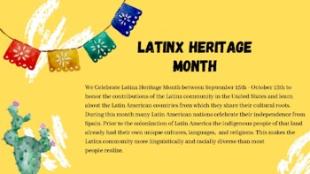 Preview of Latinx Heritage Month (Hispanic Heritage Month)