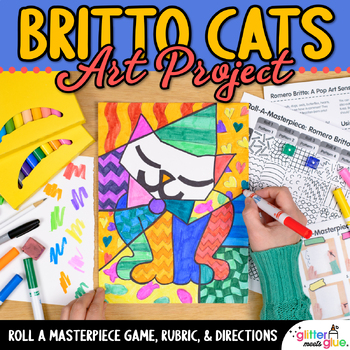 Preview of Latinx Heritage Month: Romero Britto Cats Art Project, Art Sub Plans, PowerPoint