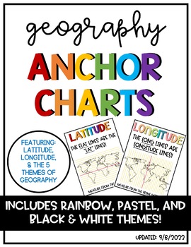Preview of Latitude & Longitude + 5 Themes of Geography Anchor Charts
