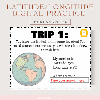 Preview of Latitude/Longitude Digital Practice- Google Slides