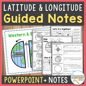 Preview of Latitude & Longitude & Hemispheres Lesson Slides & Guided Notes | PowerPoint