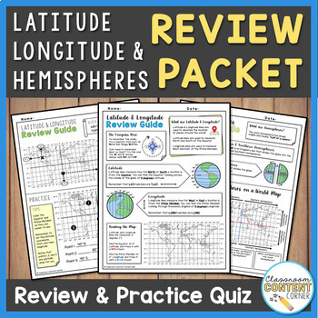 Preview of Latitude, Longitude & Hemispheres Review | Study Guide & Practice Quiz