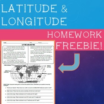 Preview of Latitude & Longitude Homework Sheet