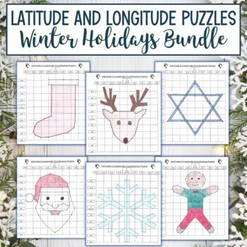 Latitude and Longitude Puzzle-Winter Holiday Christmas Hanukkah Bundle