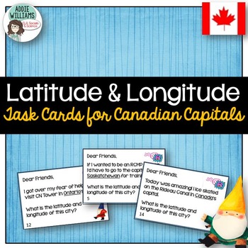 Preview of Latitude and Longitude Task Cards - Canadian Capitals