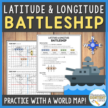 Preview of Latitude and Longitude Battleship Game | Geography Activity