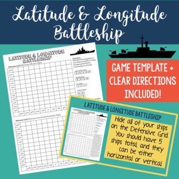 Preview of Latitude and Longitude Battleship Game - Map Skills - Fun Geography Activities