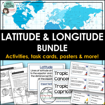 Preview of Latitude and Longitude Bundle - Activities, Task Cards, & Posters