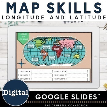 Preview of Latitude and Longitude Fun Activities Google Map Skills - 3rd 4th 5th grade