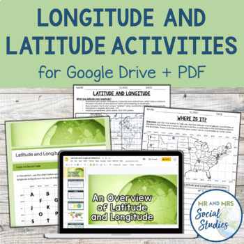 Preview of Latitude and Longitude Fun Activities and Practice Worksheet | Google Slideshow