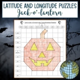 Latitude and Longitude Practice Puzzle Jack-O-Lantern Halloween