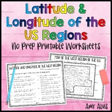 Latitude and Longitude Practice US Regions No PREP Printab
