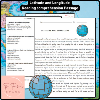 Preview of Latitude and Longitude Reading Comprehension Passage
